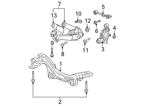 2011 Honda CR-V Rear Suspension Components, Upper Control Arm, Stabilizer Bar Bolt, Trailing Arm Adjust Diagram for 52387-SXS-A00
