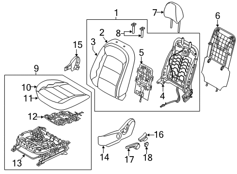 2018 Kia Forte5 Heated Seats Cushion Assembly-Front Seat Diagram for 88100A7QA1K4K