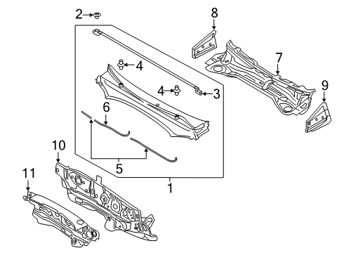 2021 Kia Telluride Cowl Pad U Diagram for 64300S9000