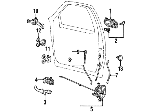 2002 Lincoln Navigator Front Door - Lock & Hardware Latch Assembly Diagram for 3L1Z-7821812-AA