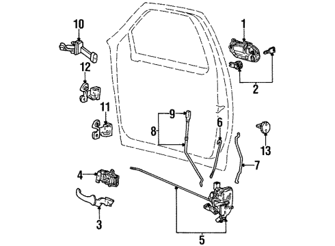 1998 Lincoln Navigator Front Door - Lock & Hardware Handle, Outside Diagram for 6L7Z-7822405-AMPTM