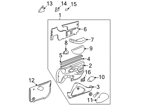 1997 Pontiac Sunfire Interior Trim - Front Door Armrest Asm -Front Side Door *Graphite Diagram for 22591011