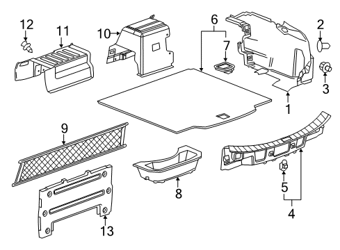 2014 Chevrolet Impala Interior Trim - Rear Body Floor Mat Handle Diagram for 23106384