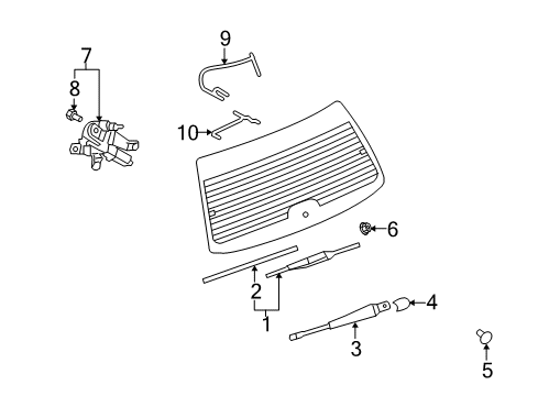 2008 Saturn Vue Lift Gate - Wiper & Washer Components Wiper Arm Cap Diagram for 96661554
