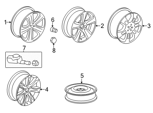 2007 Acura MDX Wheels, Covers & Trim Disk, Aluminum Wheel (18X8J) (TPMS) (Enkei) Diagram for 42700-STX-A12