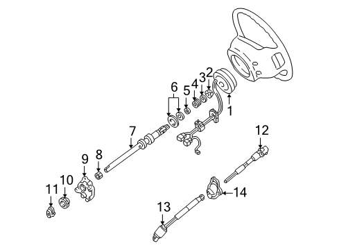 2002 Ford Explorer Sport Shaft & Internal Components Upper Shaft Diagram for F88Z-3524-AA
