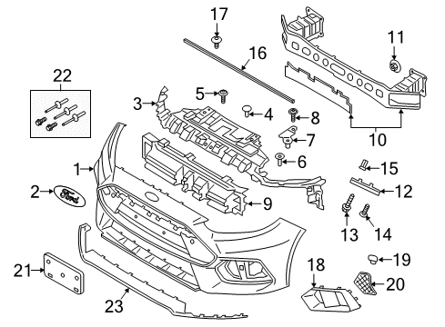 2016 Ford Focus Front Bumper Bumper Cover Diagram for G1EZ-17757-AA