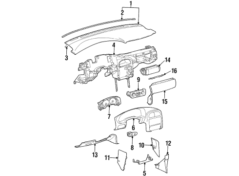 2001 Saturn SL2 Switches Instrument Cluster Assembly Diagram for 21025356