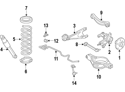 2010 Lexus HS250h Rear Suspension Components, Lower Control Arm, Upper Control Arm, Stabilizer Bar Spring, Coil, Rear Diagram for 48231-75041