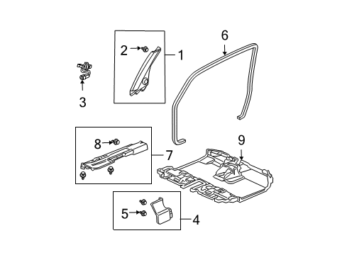2005 Honda Element Interior Trim - Pillars, Rocker & Floor Garnish Assy., R. FR. Pillar *NH220L* (CLEAR GRAY) Diagram for 84101-SCV-A01ZA