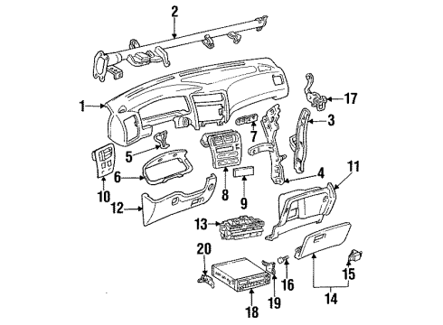 1997 Toyota Corolla A/C & Heater Control Units Mount Bracket Diagram for 55366-12050