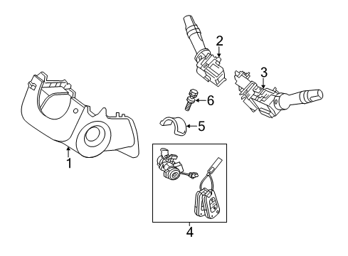 2014 Kia Sorento Shroud, Switches & Levers Ignition Switch Assembly Diagram for 931102P000