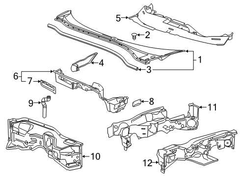 2014 Chevrolet Corvette Cowl Dash Panel Diagram for 23446874