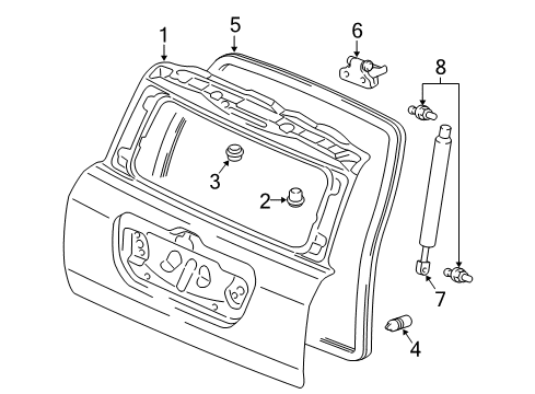 2004 Honda Pilot Lift Gate Tailgate Comp(Rdot) Diagram for 68100-S9V-A91ZZ