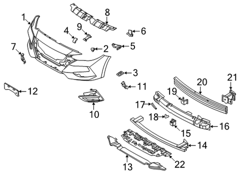 2020 Nissan Sentra Bumper & Components - Front Bolt Diagram for 01125-N6041