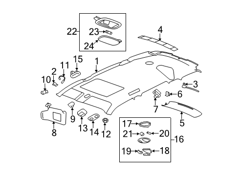 2006 Chevrolet HHR Sunroof Lamp Asm-Dome & Reading *Gray Y Diagram for 15784866