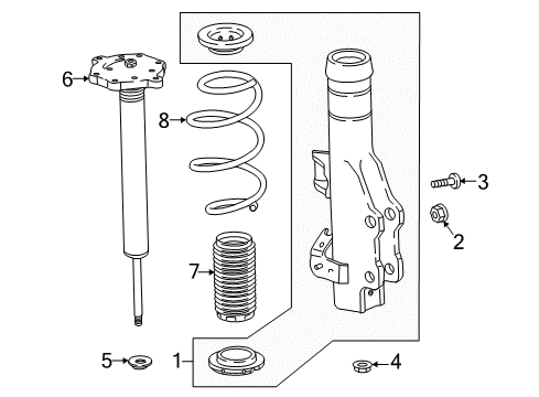 2021 Chevrolet Camaro Struts & Components - Front Strut Assembly Lock Nut Diagram for 11549377