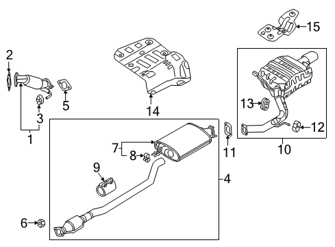 2016 Kia Sorento Exhaust Components Center Muffler Assembly Diagram for 28650C6600