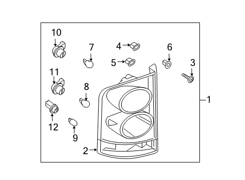 2012 Nissan Armada Bulbs Rear Combination Lamp Socket Assembly Diagram for 26243-7S000