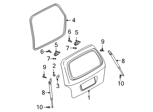 2002 Kia Sedona Lift Gate Panel Assembly-Tail Gate Diagram for 1K52Y62020B