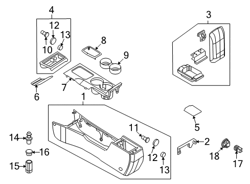 2009 Ford Fusion Console Console Body Diagram for 8E5Z-54045A36-FD