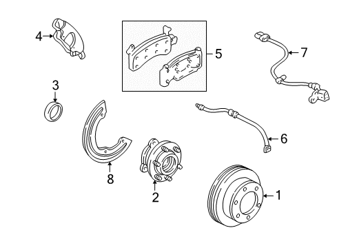 1990 GMC Safari Anti-Lock Brakes Shield-Front Brake Disc Splash /LH Diagram for 15627243