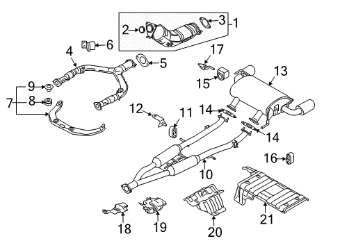 2009 Nissan 370Z Exhaust Components Exhaust, Sub Muffler Assembly Diagram for 20300-1EA0A