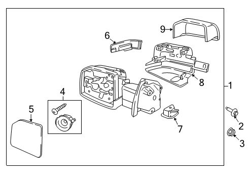 2019 Ford F-150 Mirrors Mirror Assembly Diagram for JL3Z-17683-CA