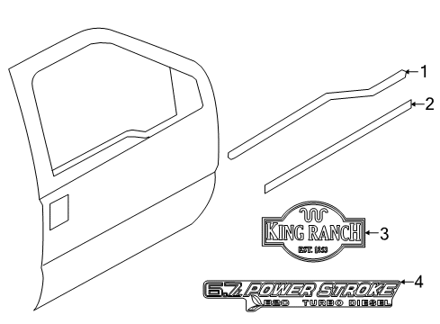 2015 Ford F-250 Super Duty Exterior Trim - Front Door Body Side Molding Diagram for 8C3Z-2520878-APTM