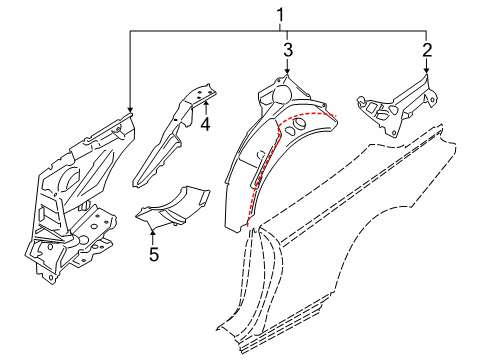2019 BMW M4 Inner Structure - Quarter Panel Wheel Arch Outer Rear Left Diagram for 41218060229