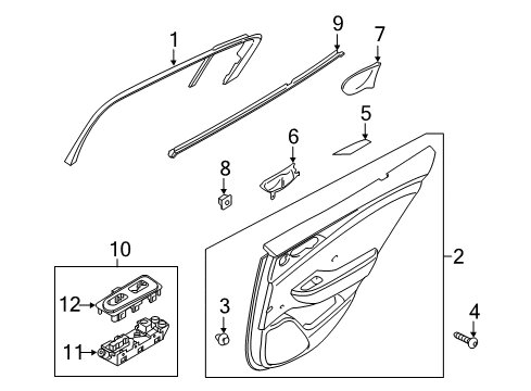 2019 Kia Stinger Rear Door WEATHERSTRIP-Rear Door Belt Inside Diagram for 83241J5000