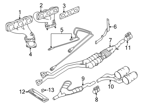 1997 BMW 528i Powertrain Control Exhaust Manifold, Front Diagram for 11621744250