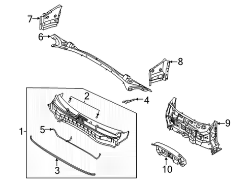2021 Kia Seltos Cowl Cover Assy-Cowl Top Diagram for 86150Q5000