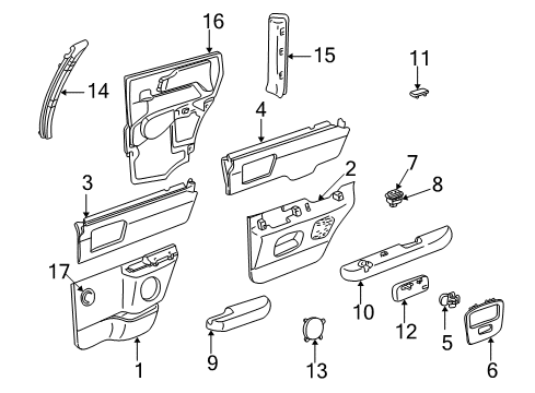 1996 Oldsmobile Bravada Interior Trim - Rear Door ARMREST, Armrest Diagram for 15701329