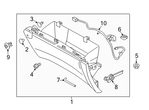 2017 Ford Edge Glove Box Glove Box Lamp Diagram for FT4Z-14413-B