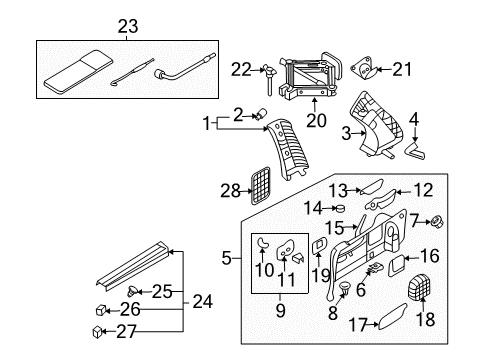 2008 Hyundai Entourage Interior Trim - Side Panel FASTENER Diagram for 0K53A-68865