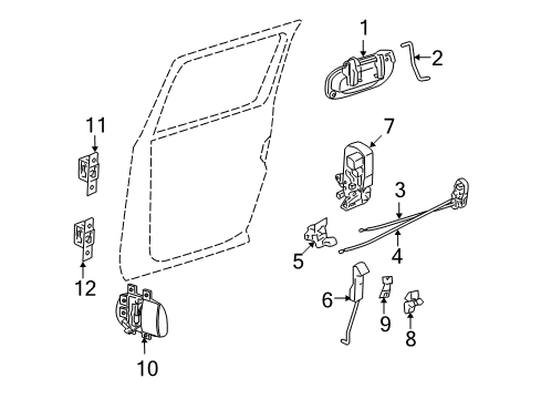 2011 Ram Dakota Rear Door - Lock & Hardware Handle-Inside Release Diagram for 5JD451DDAD