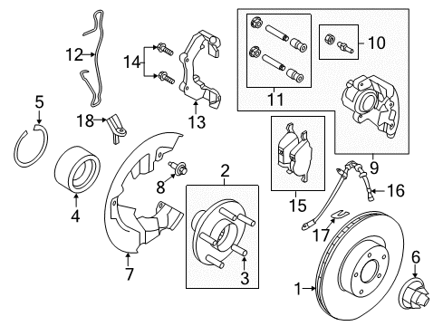 2013 Ford Escape Brake Components Front Pads Diagram for CV6Z-2001-P