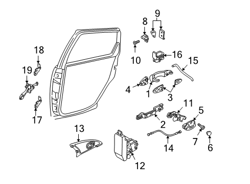 2001 Ford Focus Rear Door - Lock & Hardware Latch Assembly Spacer Diagram for 6S4Z-5426489-A