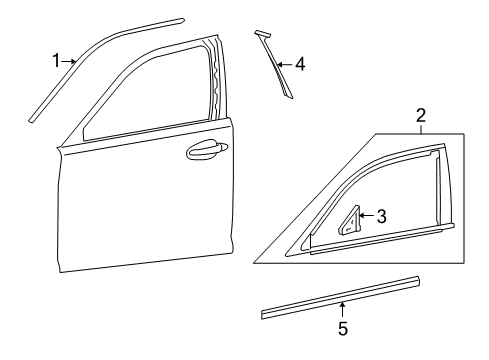 2008 Lexus LS600h Exterior Trim - Front Door Moulding Sub-Assy, Front Door, Outside LH Diagram for 75072-50050-D1