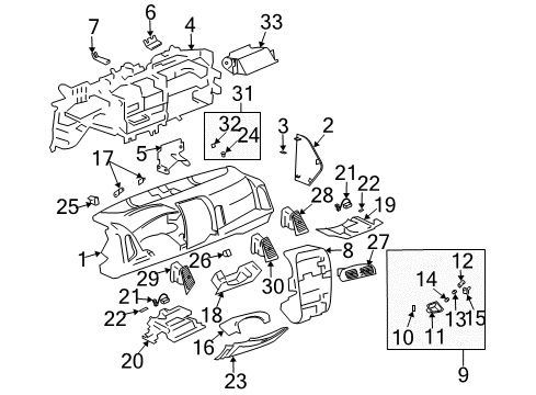 2003 Cadillac CTS Instrument Panel In-Car Sensor Diagram for 25687484