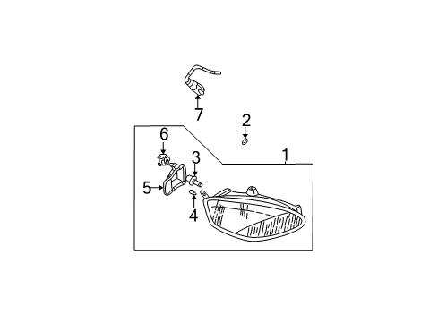 2000 Ford Focus Headlamps Socket & Wire Diagram for YS4Z-13A006-CA
