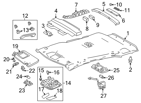 2020 Toyota Corolla Interior Trim - Roof Map Lamp Lens Diagram for 81266-12370