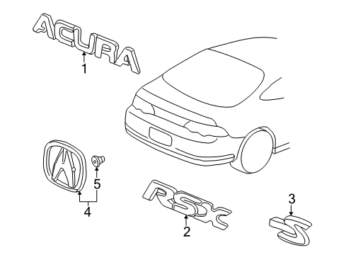2005 Acura RSX Exterior Trim - Lift Gate Emblem, Rear (A) Diagram for 75701-SEC-A00