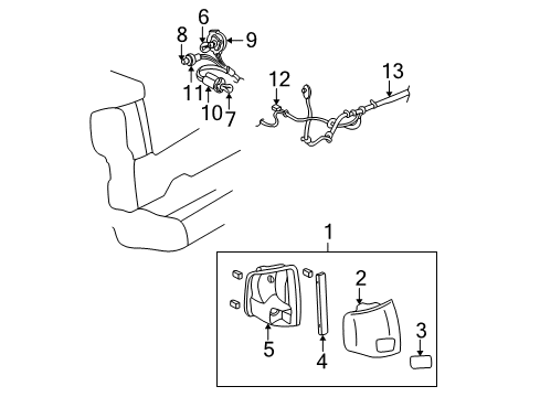 2004 GMC Sonoma Combination Lamps Lamp Asm-Tail Diagram for 15166763