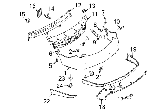 2011 Lincoln MKS Rear Bumper Bulb Nut Diagram for -W712852-S300