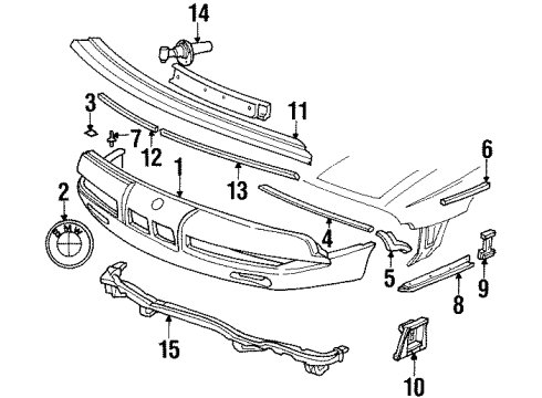 1997 BMW 840Ci Front Bumper Trim Panel Diagram for 51118108170