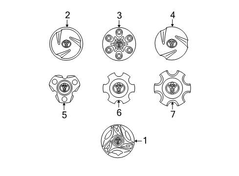 2002 Toyota Tundra Wheel Covers & Trim Center Cap Diagram for 42603-0C010