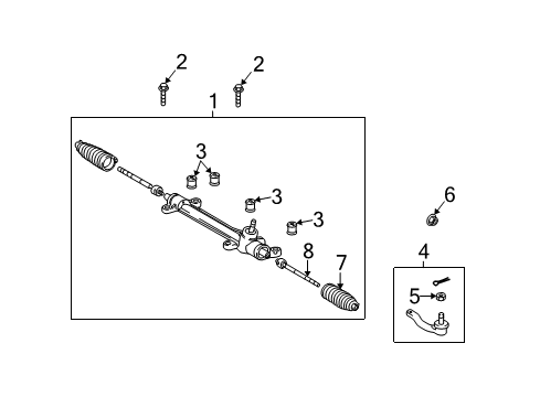 2013 Toyota Matrix Steering Column & Wheel, Steering Gear & Linkage Gear Assembly Mount Bolt Diagram for 90119-A0292