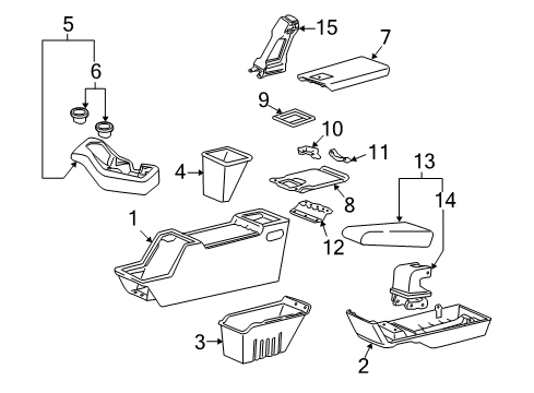 2003 Ford Ranger Console Armrest Assembly Diagram for 1L2Z-10644A22-AAA